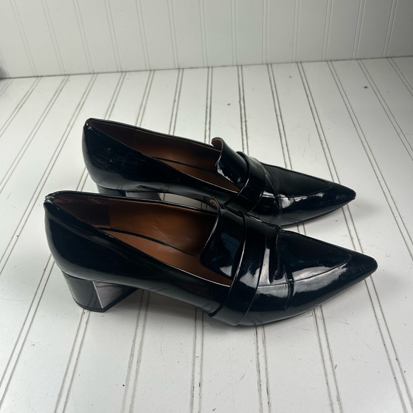 Franco Sarto Black Patent Pointed-Toe Low Heel Leather Loafers Women’s Size 9.5M - Picture 2 of 12